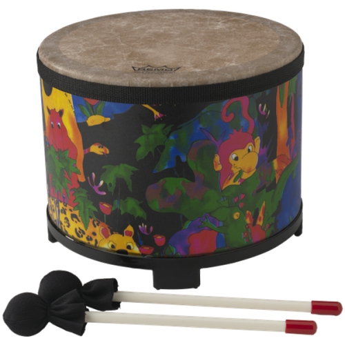 Remo Kids Percussion Floor Tom Drum - 10"x7-1/2", Rain Forest