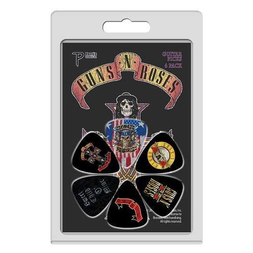 Perris Guns N' Roses Licensed Guitar Picks - 6 Pack, Black, Yellow, Red