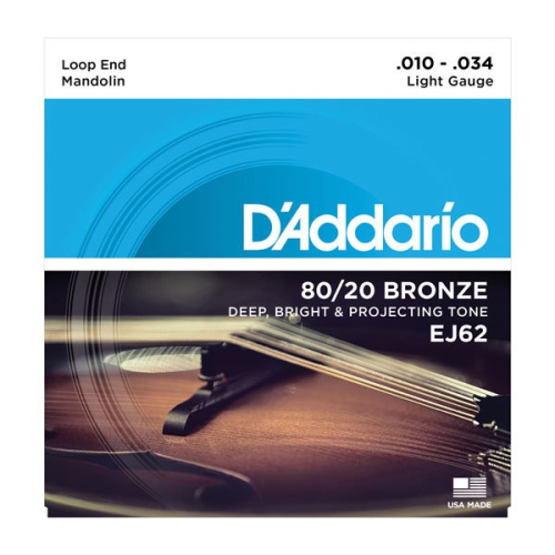 D'Addario EJ62 80/20 Bronze Mandolin Strings - Light, 10-34