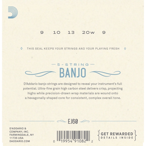 EJ60 5-String Banjo Strings - Light, 9-20