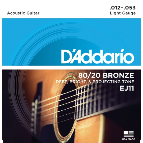 D'ADDARIO  Ej11 80/20 Bronze Acoustic Guitars Strings - Light 12-53