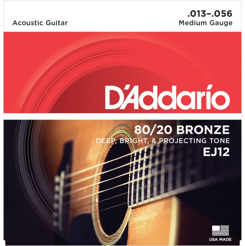 D'Addario EJ12 80/20 Bronze Acoustic Guitars Strings - Light 13-56