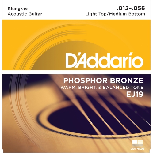 D'Addario EJ19 Phosphor Bronze Bluegrass Acoustic Guitars Strings - Hybrid 12-56