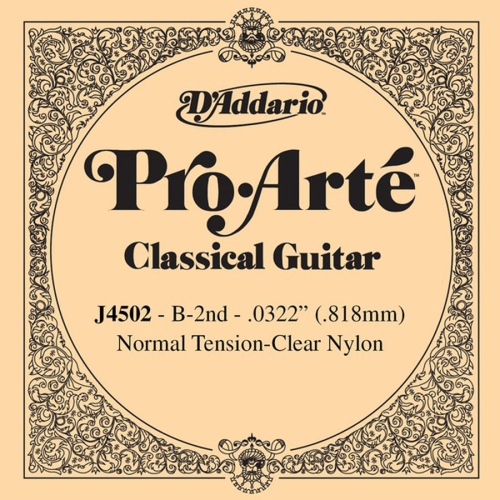 Corde de guitare classique en nylon transparent J4502 d'Addario - tension  normale B ou 2e