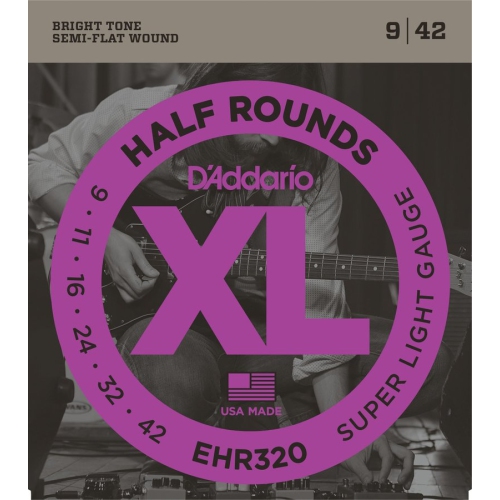 D'Addario EHR320 Half Rounds Electric Guitar Strings - Super Light 9-42
