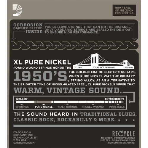 D'Addario EPN120 Pure Nickel Electric Guitar Strings - Super Light 9-41