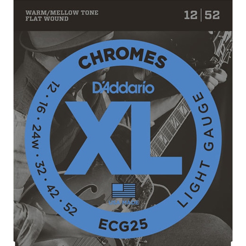 D'ADDARIO  Ecg25 Chromes Flat Wound Electric Guitar Strings - Light 12-52