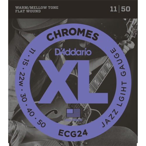 D'Addario ECG24 Chromes Flat Wound Electric Guitar Strings - Jazz Light 11-50