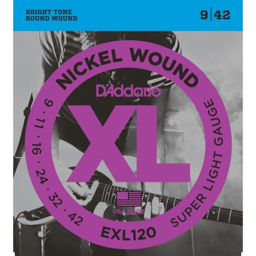 D'Addario EXL120 XL Nickel Wound Electric Guitar Strings - Super Light, 9-42