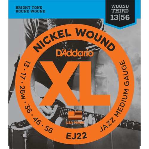 Image 1 of 4.. D'Addario EJ22 Nickel Wound Electric Guitar Strings - Jazz Medium 13-56
