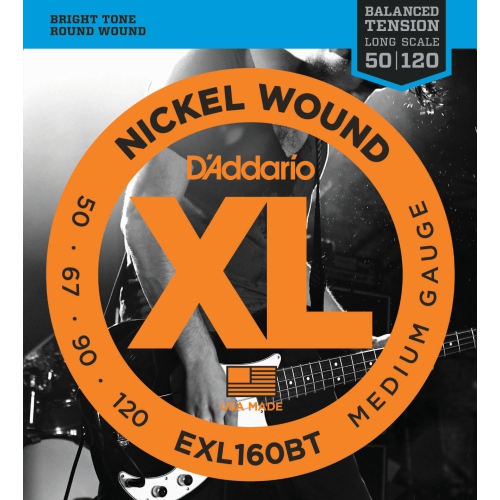 D'Addario XL Nickel Wound Bass Guitar Strings - Balanced, Medium/Long, 50-120