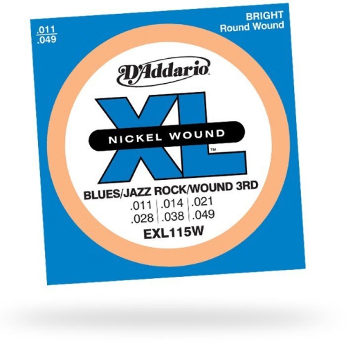 D'Addario EXL115W Nickel Wound Electric Guitar Strings Wound 3rd string