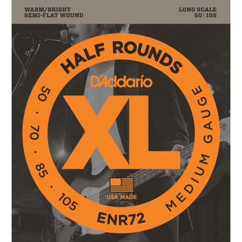 D'Addario ENR72 Half Rounds Bass Guitar Strings - Medium 50-105, Long Scale
