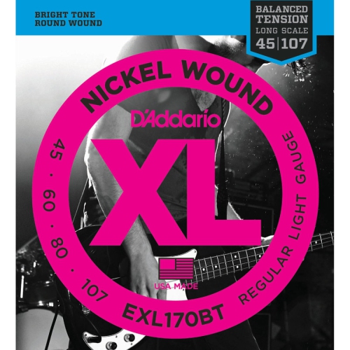 Cordes de guitare basse en nickel Wound XL d'Addario - 45-105