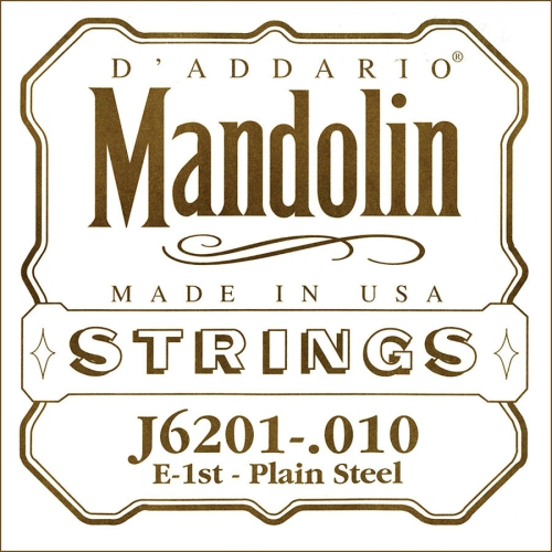 D'Addario J6201 Plain Steel Mandolin Single String - E' or 1st