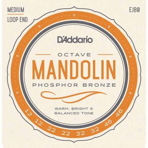 D'Addario J80 Phosphor Bronze Octave Mandolin Strings - Medium, 12-46