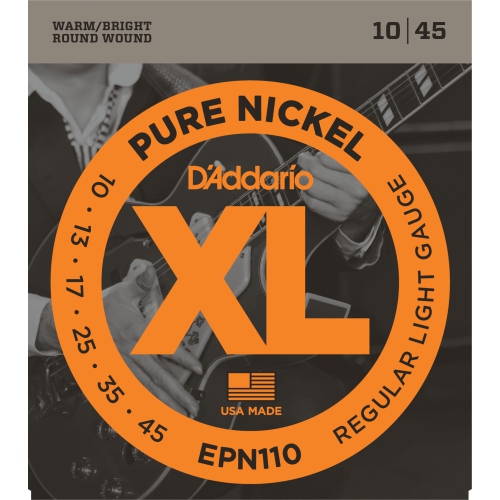 D'ADDARIO  Epn110 Pure Nickel Electric Guitar Strings - Regular Light 10-45