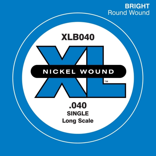 Guitare basse simple à cordes en nickel bobinées XLB040 XL d'Addario - diapason long de .040&nbsp;mm