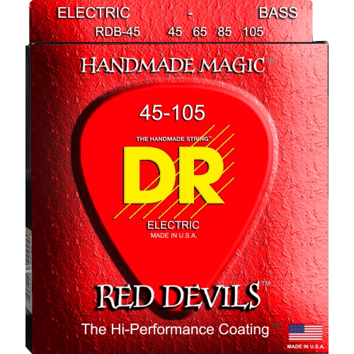 DR Strings RDB-45 K3 Red K3 Coated Bass Strings - Medium, 45-105