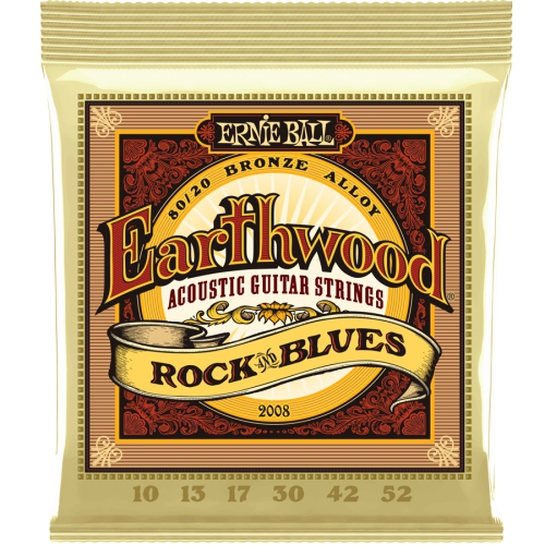 Ernie Ball Earthwood 80/20 Bronze Acoustic Guitar Strings - Rock and Blues 10-52