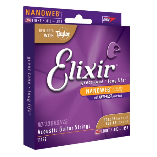 Elixir Nanoweb 80/20 Acoustic Guitar Strings - HD Light