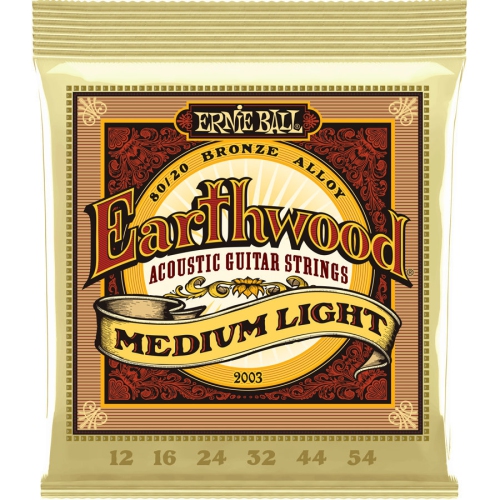 Ernie Ball Earthwood 80/20 Bronze Acoustic Guitar Strings - Medium Light, 12-54