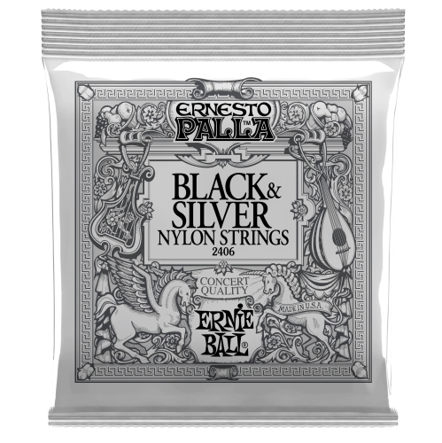 Ernie Ball PO2406 Ernesto Palla Black and Silver Nylon Classical Guitar Strings