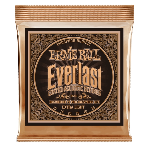 Ernie Ball PO2550 Everlast Phosphor Bronze Acoustic Guitar Strings - Extra Light