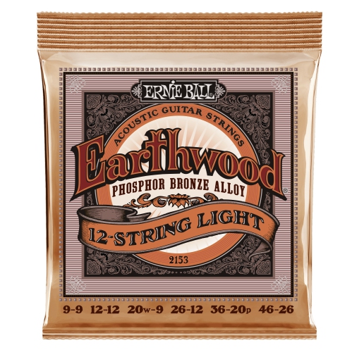 ERNIE BALL  Po2153 Earthwood 12-String Phosphor Bronze Acoustic Guitar Strings - Light