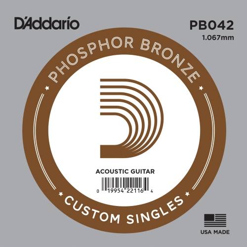 D'ADDARIO  Pb042 Bulk Phosphor Bronze Wound Guitar Single String - .042 Gauge