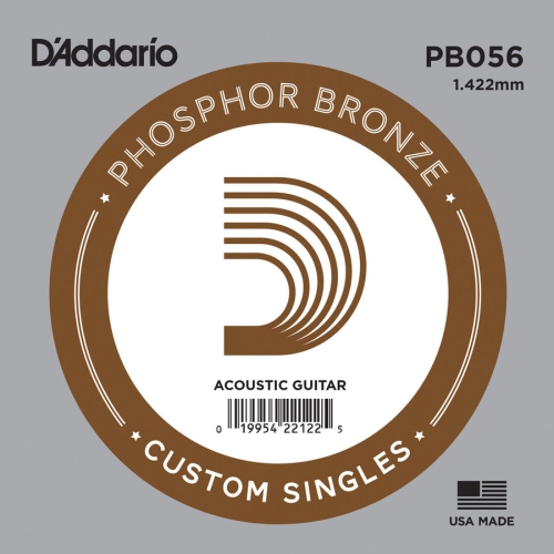 D'Addario PB056 Bulk Phosphor Bronze Wound Guitar Single String - .056 Gauge