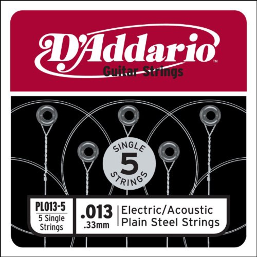 D'Addario Plain Steel Single Guitar String - Ball End 13
