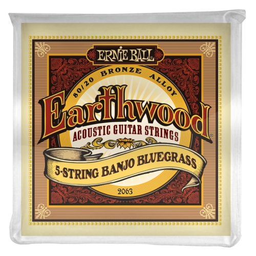 Ernie Ball P02063 Earthwood 5-String Banjo Bluegrass Loop End 80/20 Bronze Acoustic Guitar Strings