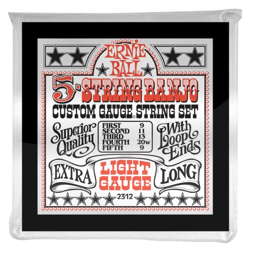 Ernie Ball P02312 Light 5-String Loop End Stainless Steel Banjo Guitar Strings