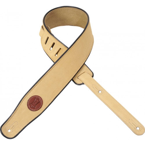 Image 1 of 1.. Levy's MSS3 2 1/2 Signature Series Suede Guitar Strap with Black Decorative Piping - Tan