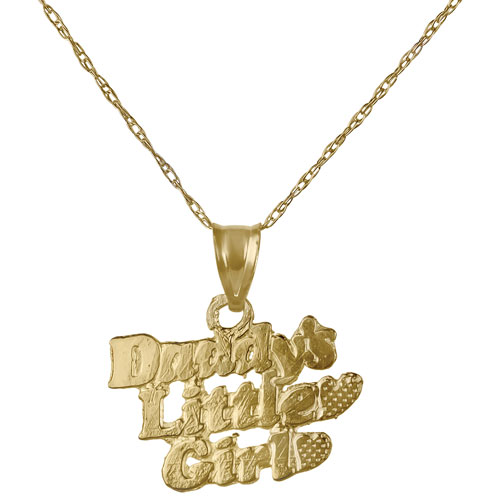 Daddy's Little Girl Pendant in Gold on an 18" 14K Gold Chain
