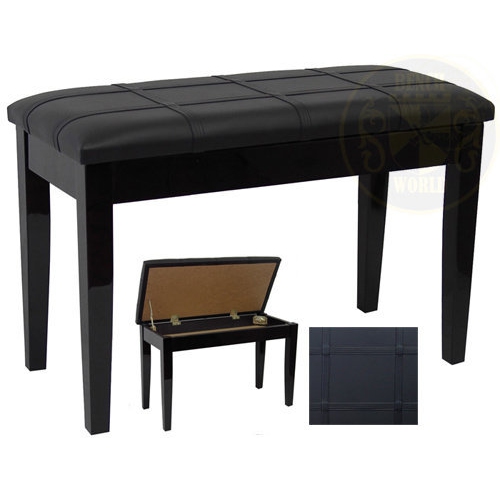 BENCHWORLD  Ace201Cpe Duet Piano Bench - 30, Padded, With Storage, Polished Ebony