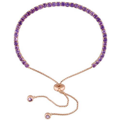 Amour Arm Candy Bolo Rose Plated Sterling Silver with Purple Round Amethyst Bracelet