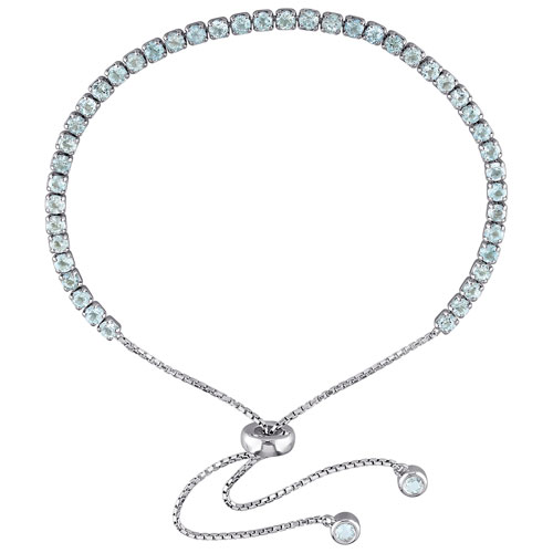 Amour Arm Candy Bolo Sterling Silver with Blue Round Topaz Bracelet