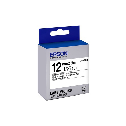 Epson LabelWorks Standard LK Tape Cartridge ~1/2" Black on White