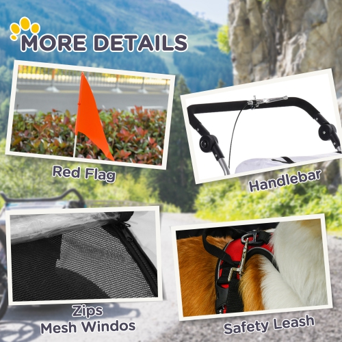 Aosom Dog Bike Trailer 2-In-1 Pet Stroller Cart Bicycle Wagon Cargo Carrier Attachment for Travel with Suspension, Hitch, Storage Pockets, White