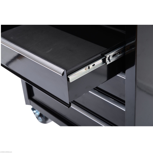HOMCOM 5 Drawer Steel Rolling Tool Cabinet Wheeled Storage Cart Box, Black, 31"