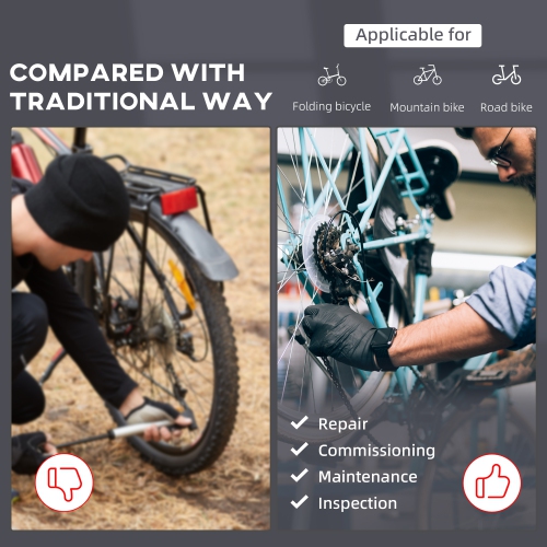 HOMCOM Height Adjustable Bike Repair Stand, Foldable Home Bicycle Maintenance Rack with Quick Release and Tool Tray