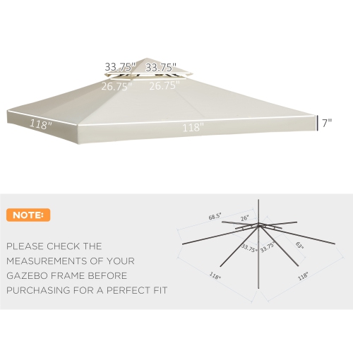 Store de rechange pour abri de jardin extérieur Outsunny, 9,84 x 9,84 pi, 2 niveaux, blanc crème