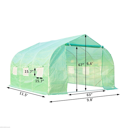 Outsunny 11.5x10x6.6FT Walk-in Tunnel Greenhouse Green