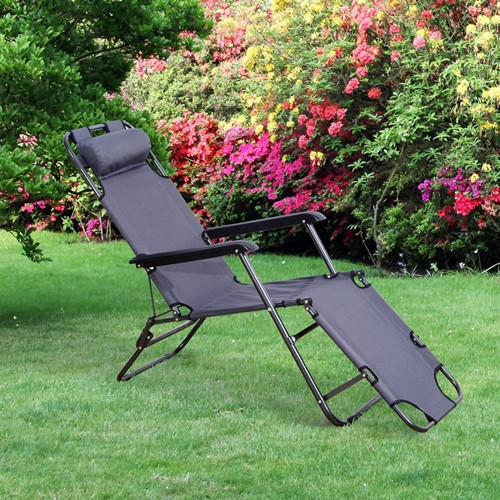 Outsunny Folding Lounge Chair Chaise Portable Recliner Sun Lounger