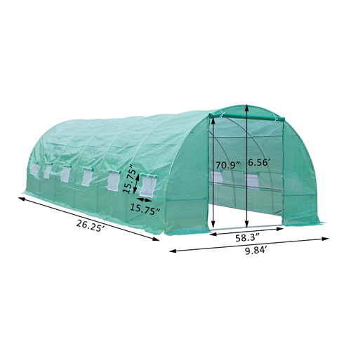 Outsunny 26.2x10x6.6FT Walk in Tunnel Greenhouse