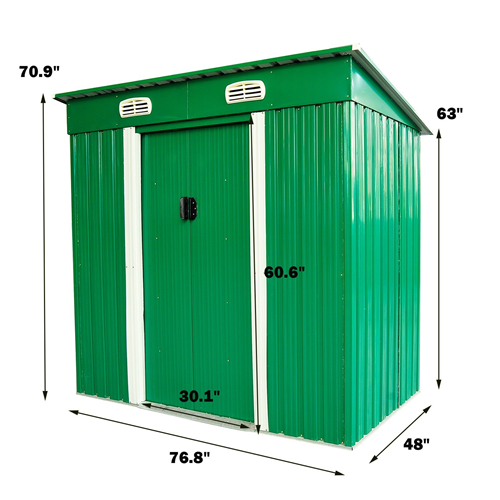 Outsunny 7'x 4' Outdoor Storage Shed, Metal Garden Shed with Lockable Double Doors, Foundation Kit and Vents for Patio Backyard Tool Storage, Green