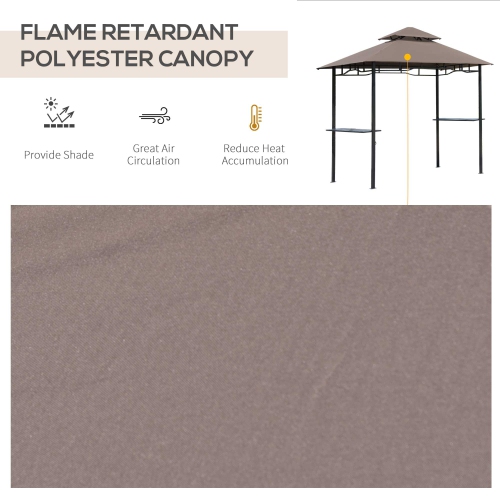 Tente de jardin pour barbecue Outsunny, 8 x 5 pi, auvent à deux niveaux pour pare-soleil extérieur, café