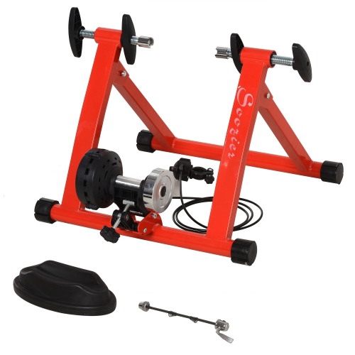 Exerciseur magnétique pour vélo d'intérieur Soozier avec levier à dégagement rapide, 5 niveaux de résistance, rouge